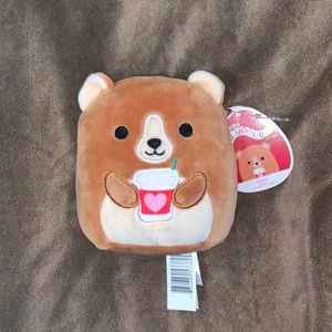 5” Omar the Bear Squishmallow- with Valentine’s Day cup